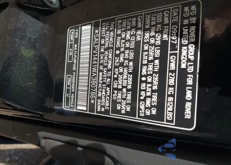 1998 Land Rover Range Rover 4.6 Hse Long Wheelbase from USA, damaged, VIN SALPV1441WA380786